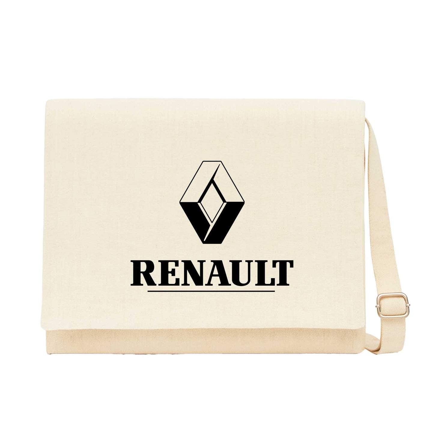 Renault Classic Logo Krem Kanvas Postacı Çantası