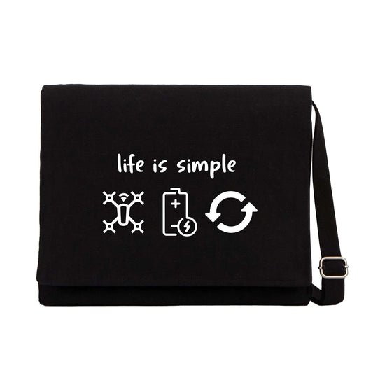 Life Is Simple Siyah Kanvas Postacı Çantası