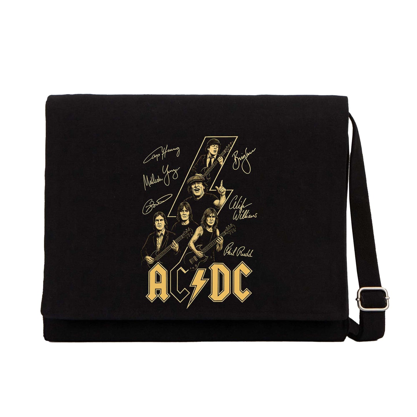 Ac Dc Silüet İmza Siyah Postacı Çantası