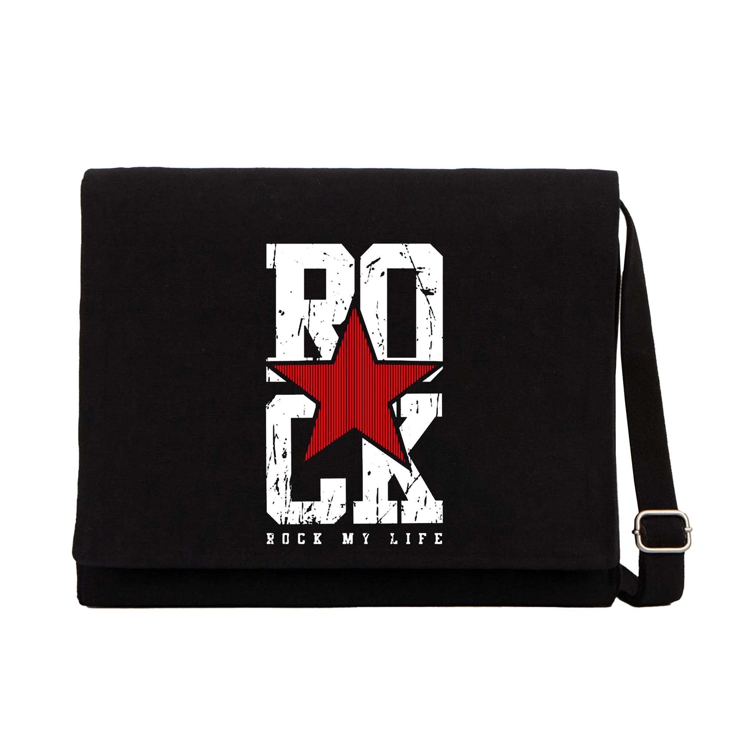 Rock My Life Siyah Postacı Çantası