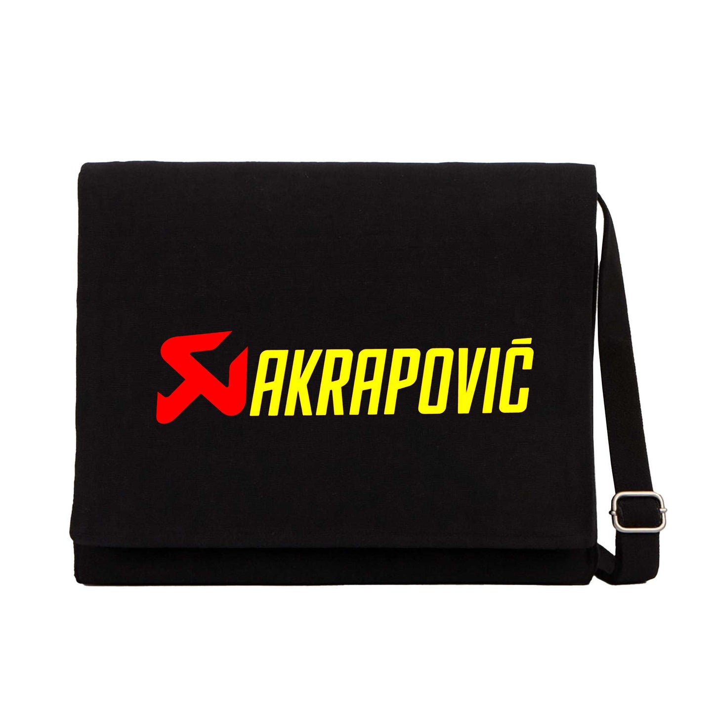 Akrapovic Logo Text Siyah Postacı Çantası