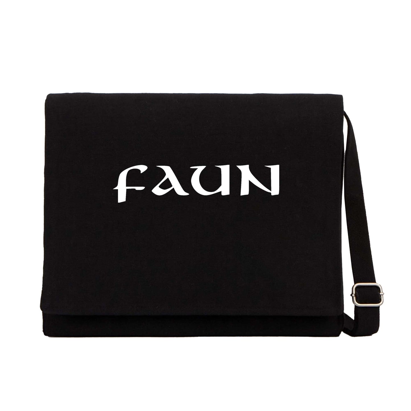Faun Text Logo Siyah Kanvas Postacı Çantası