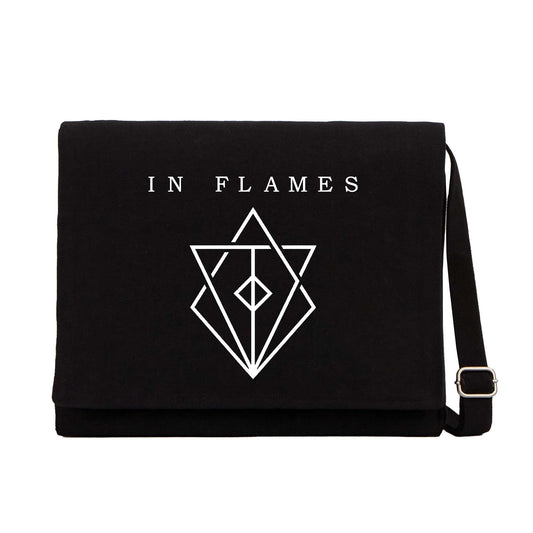 In Flames Symbol Logo Siyah Kanvas Postacı Çantası