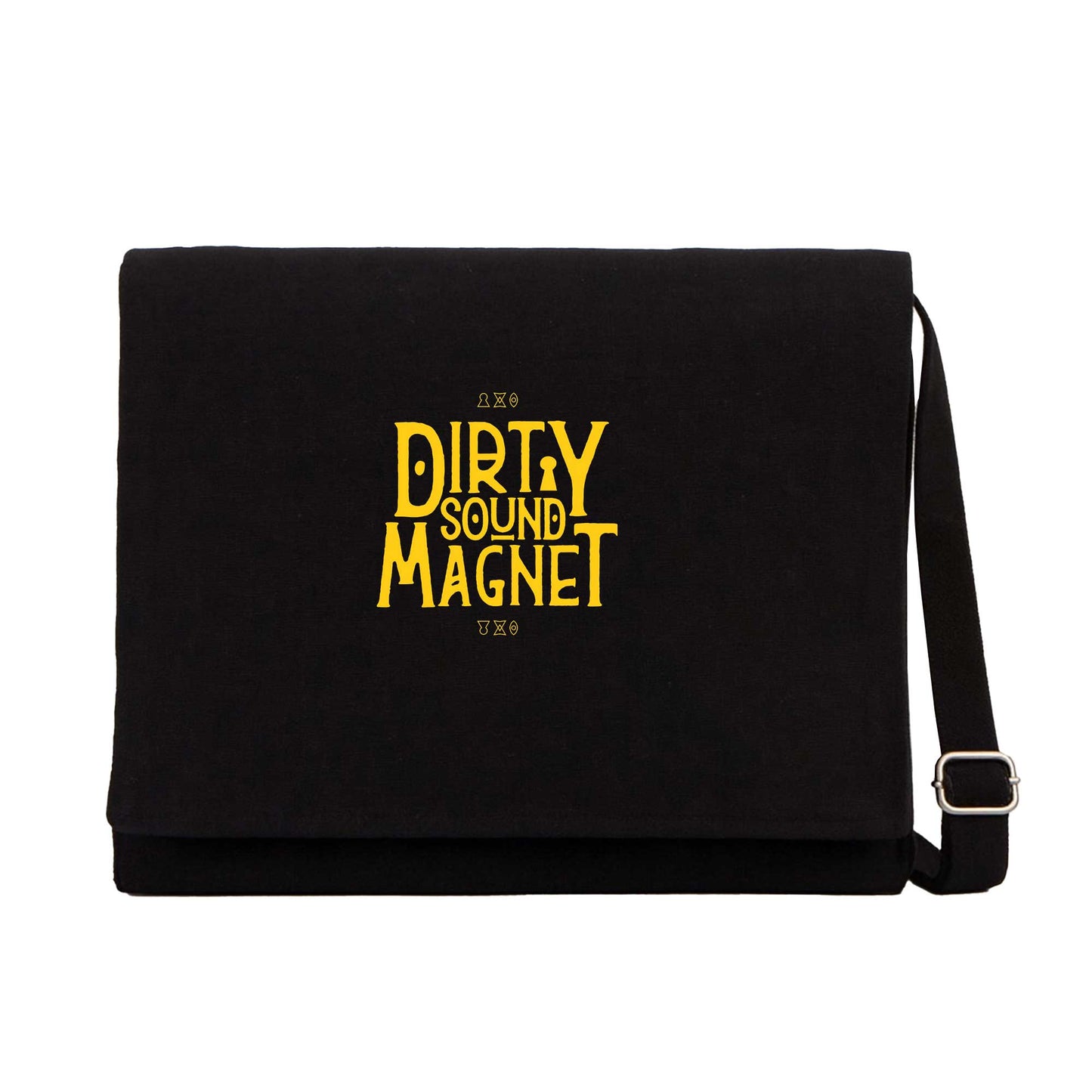 Dirty Sound Magnet Text Siyah Kanvas Postacı Çantası