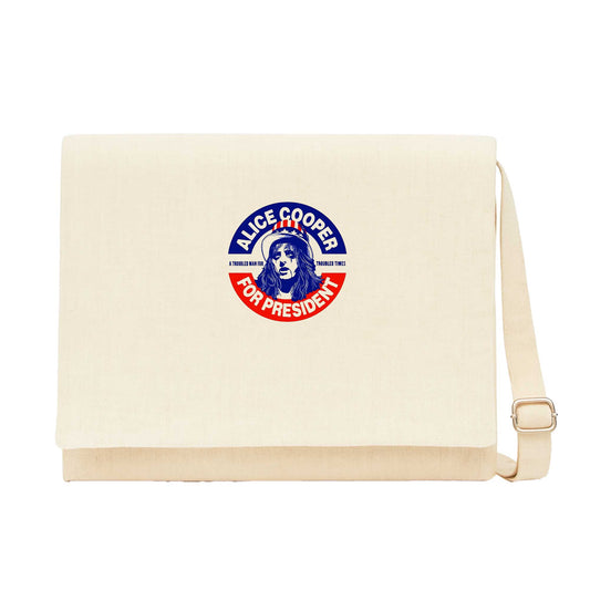 Alice Cooper For President Krem Kanvas Postacı Çantası