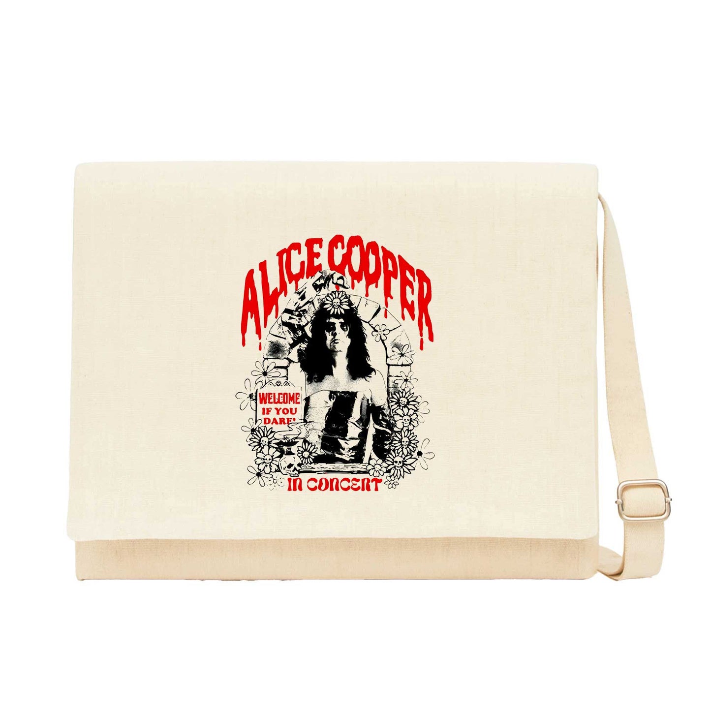 Alice Cooper Welcome If You Dare Krem Kanvas Postacı Çantası