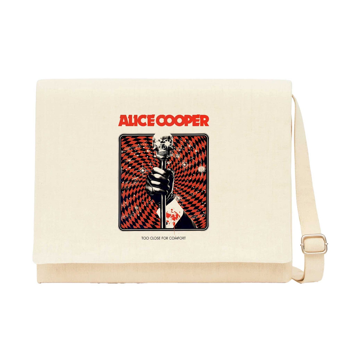 Alice Cooper Too Close For Comfort Mikrofon Krem Kanvas Postacı Çantası