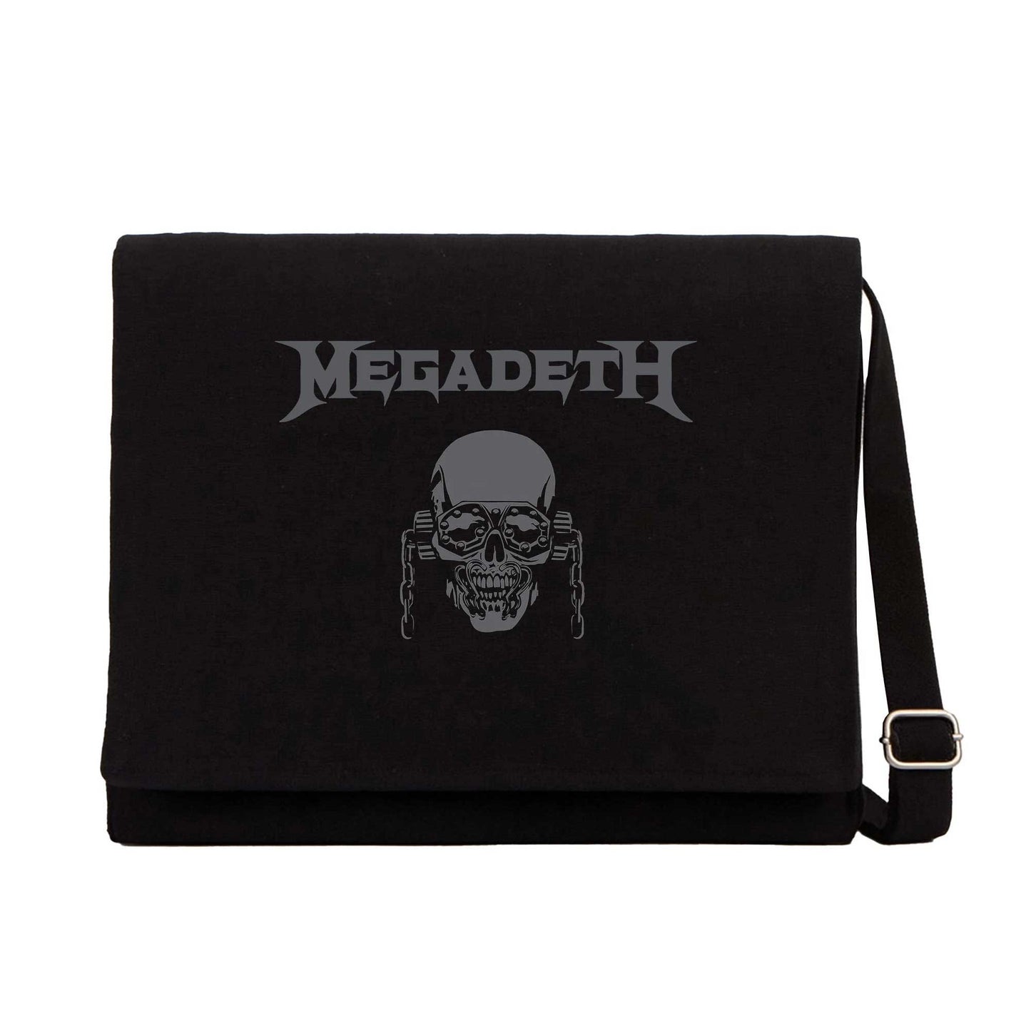 Megadeth Vic Rattlehead Skull Siyah Kanvas Postacı Çantası
