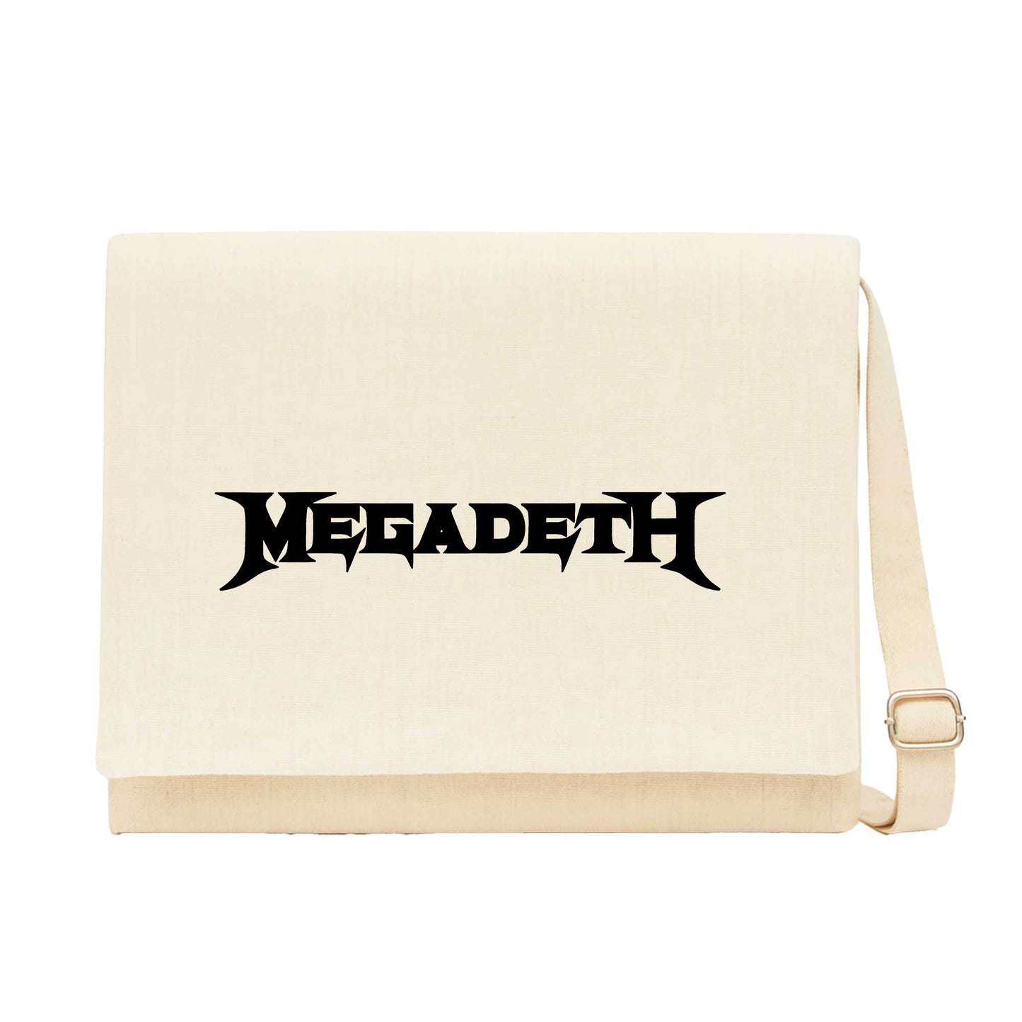 Megadeth Text Krem Kanvas Postacı Çantası