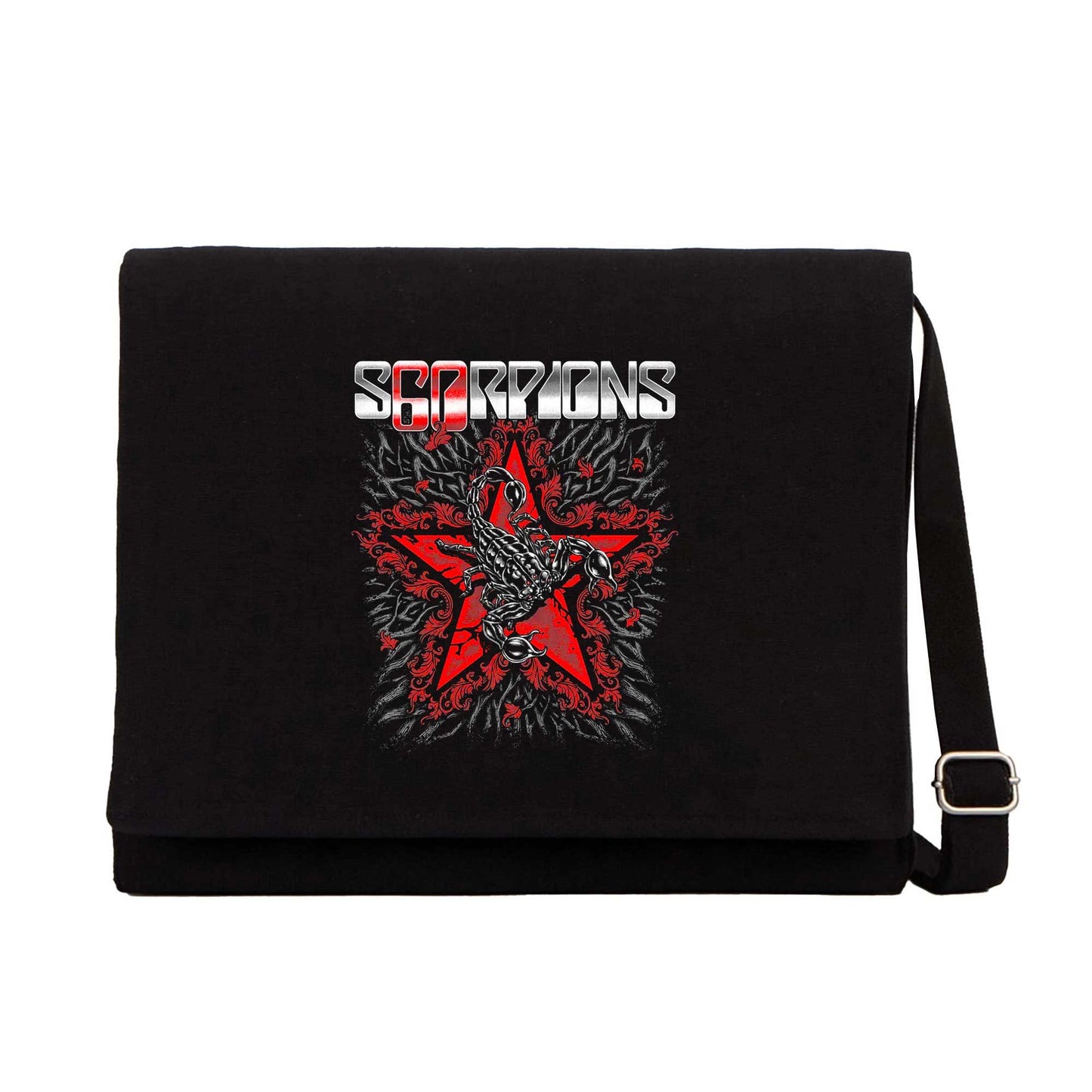 Scorpions Red Star Siyah Kanvas Postacı Çantası