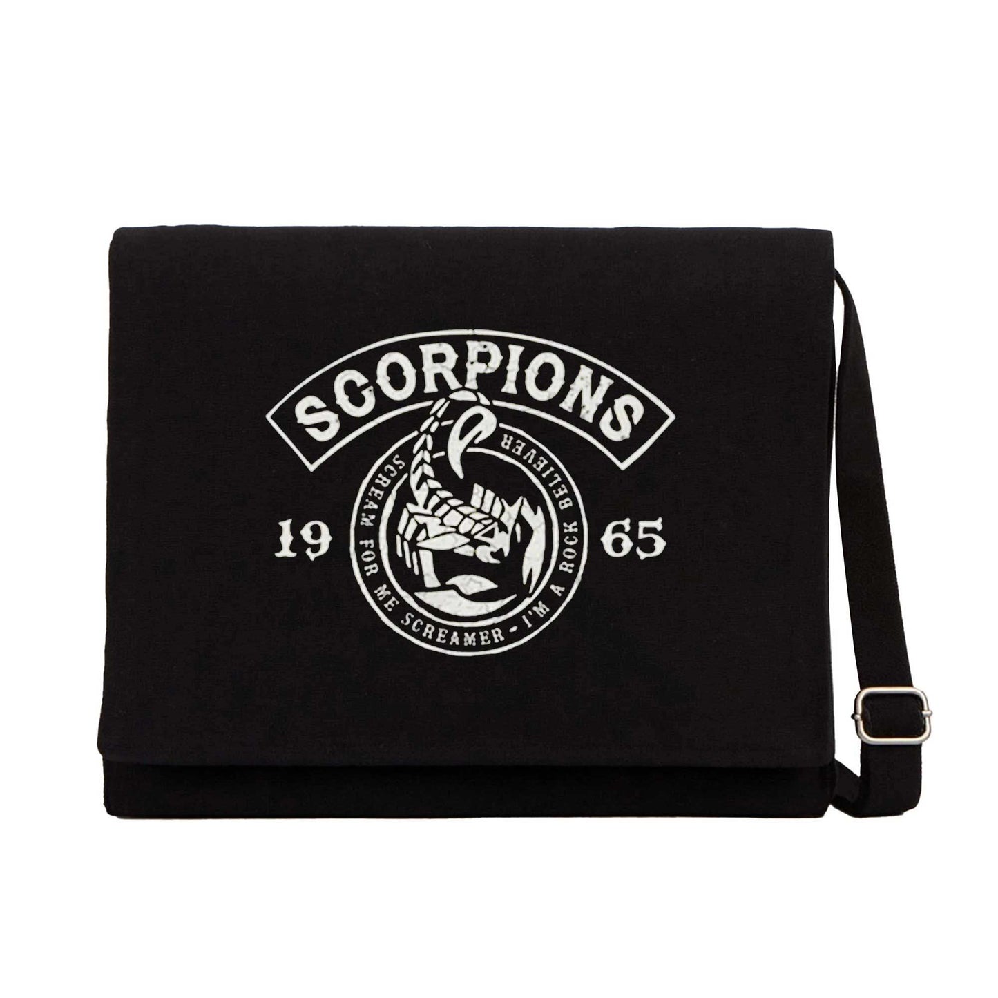 Scorpions Scream For Me Siyah Kanvas Postacı Çantası