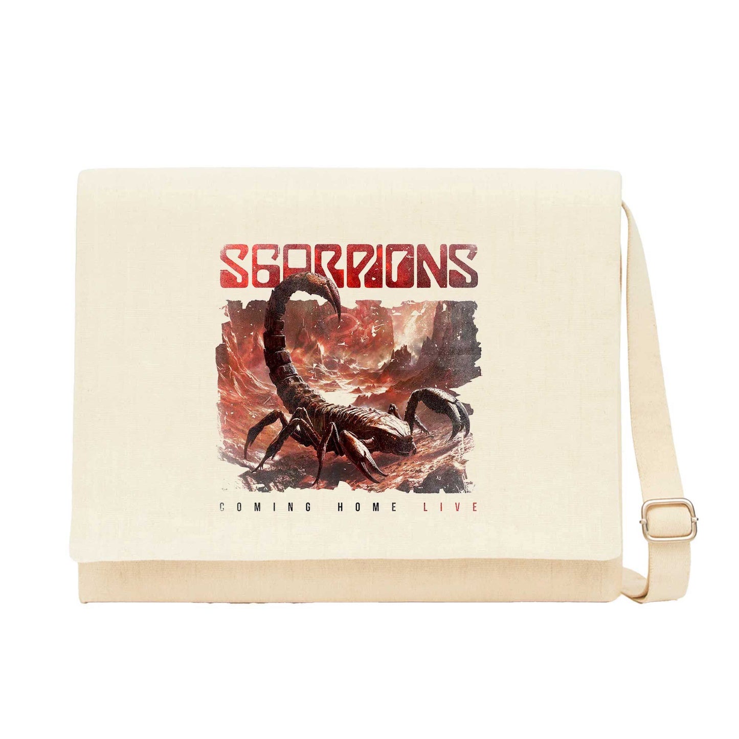 Scorpions Coming Home Live Krem Kanvas Postacı Çantası