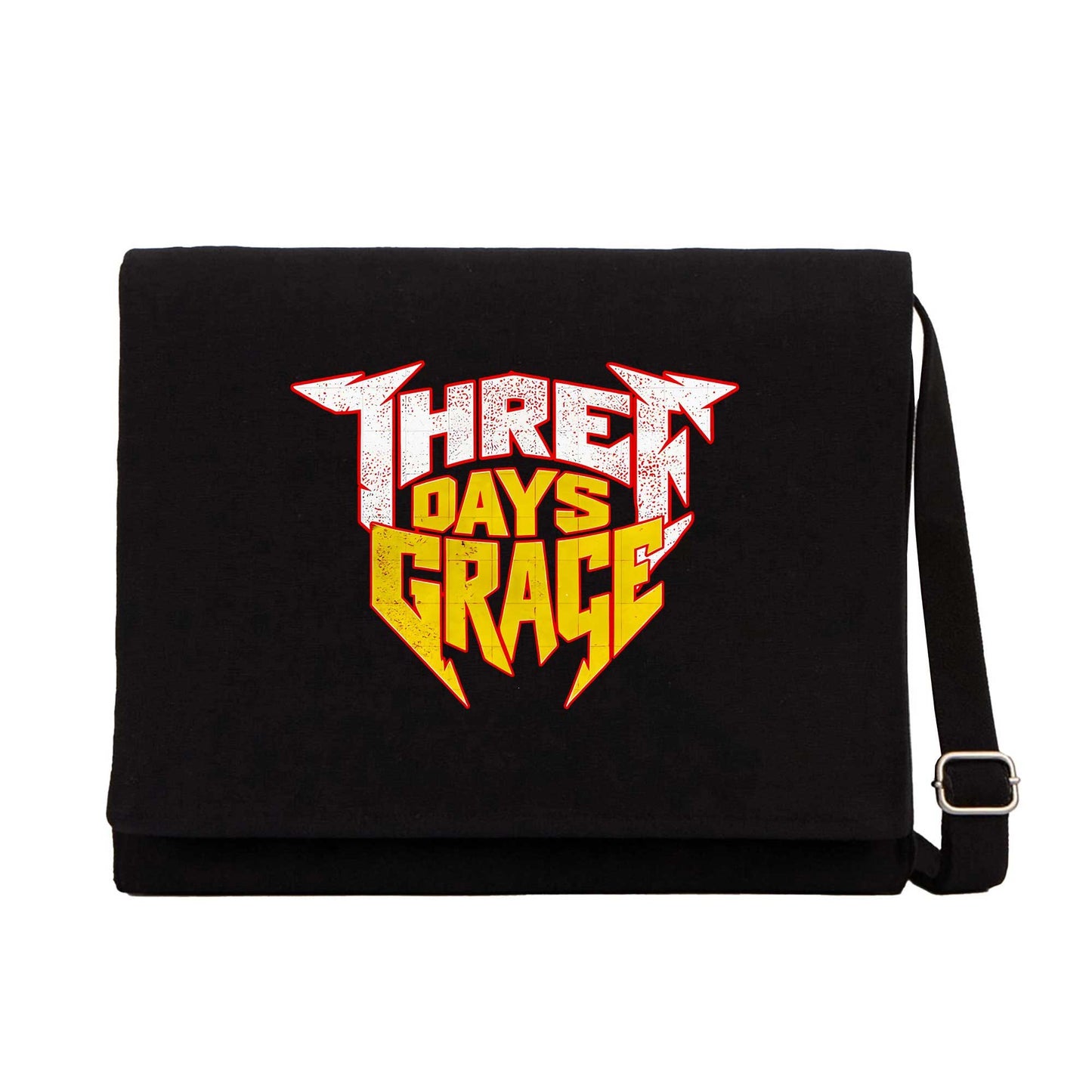 Three Days Grace Text Color Siyah Kanvas Postacı Çantası