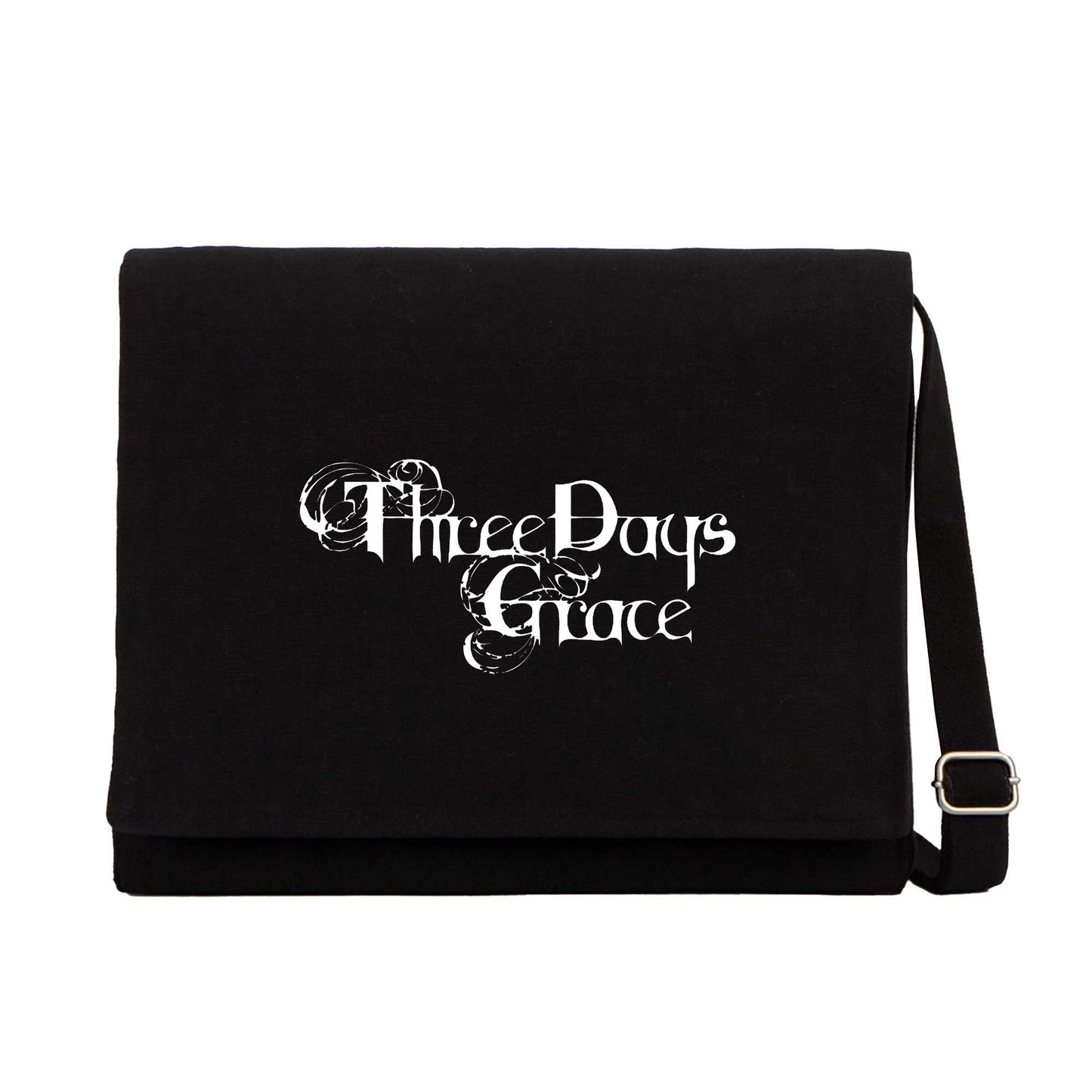 Three Days Grace Logo Text Siyah Kanvas Postacı Çantası