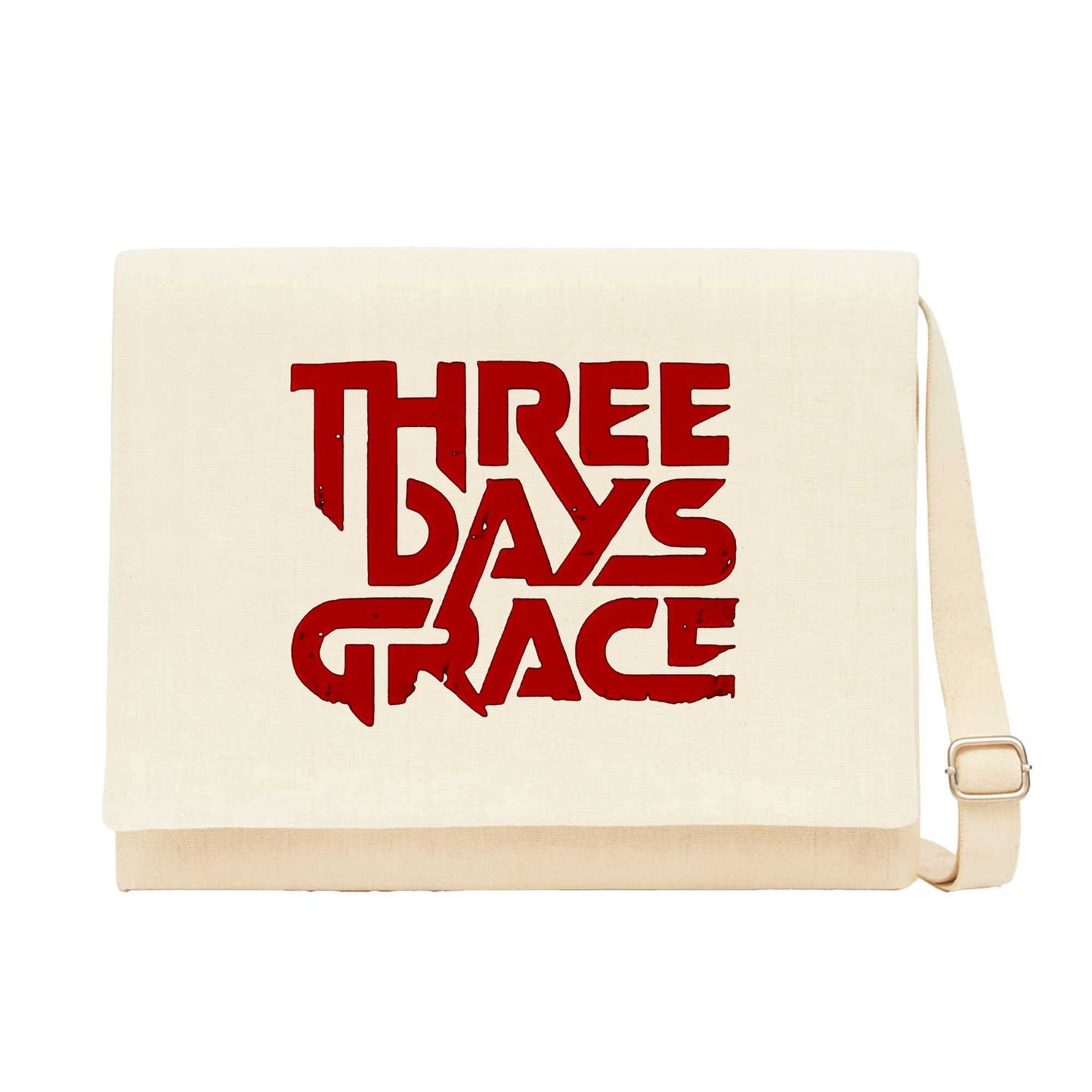 Three Days Grace Text Krem Kanvas Postacı Çantası