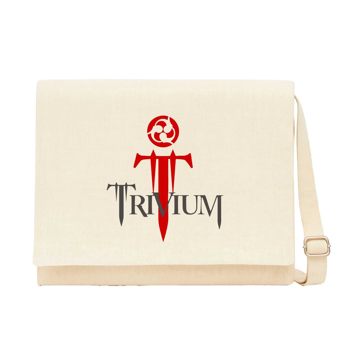Trivium Logo Red Krem Kanvas Postacı Çantası