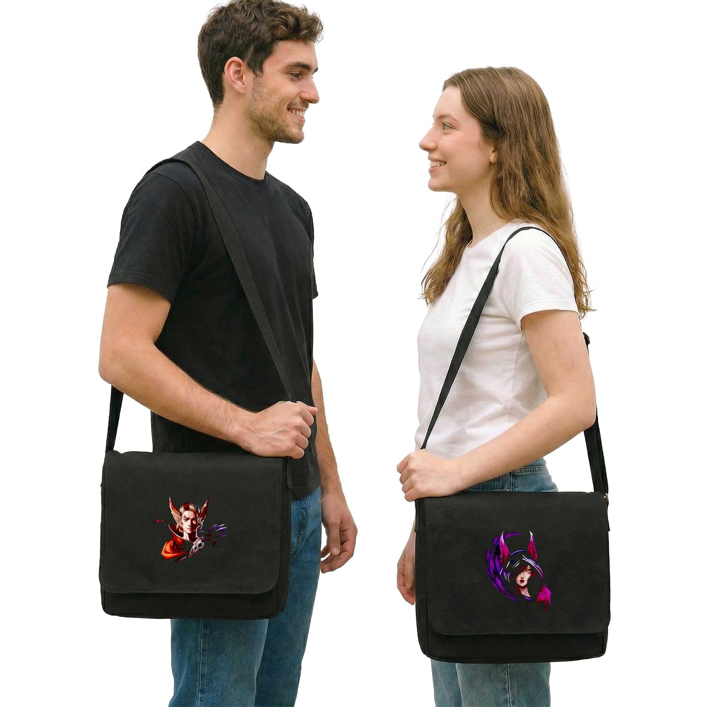 Xayah Rakan Sevgili Çift Postacı Çantası Kanvas