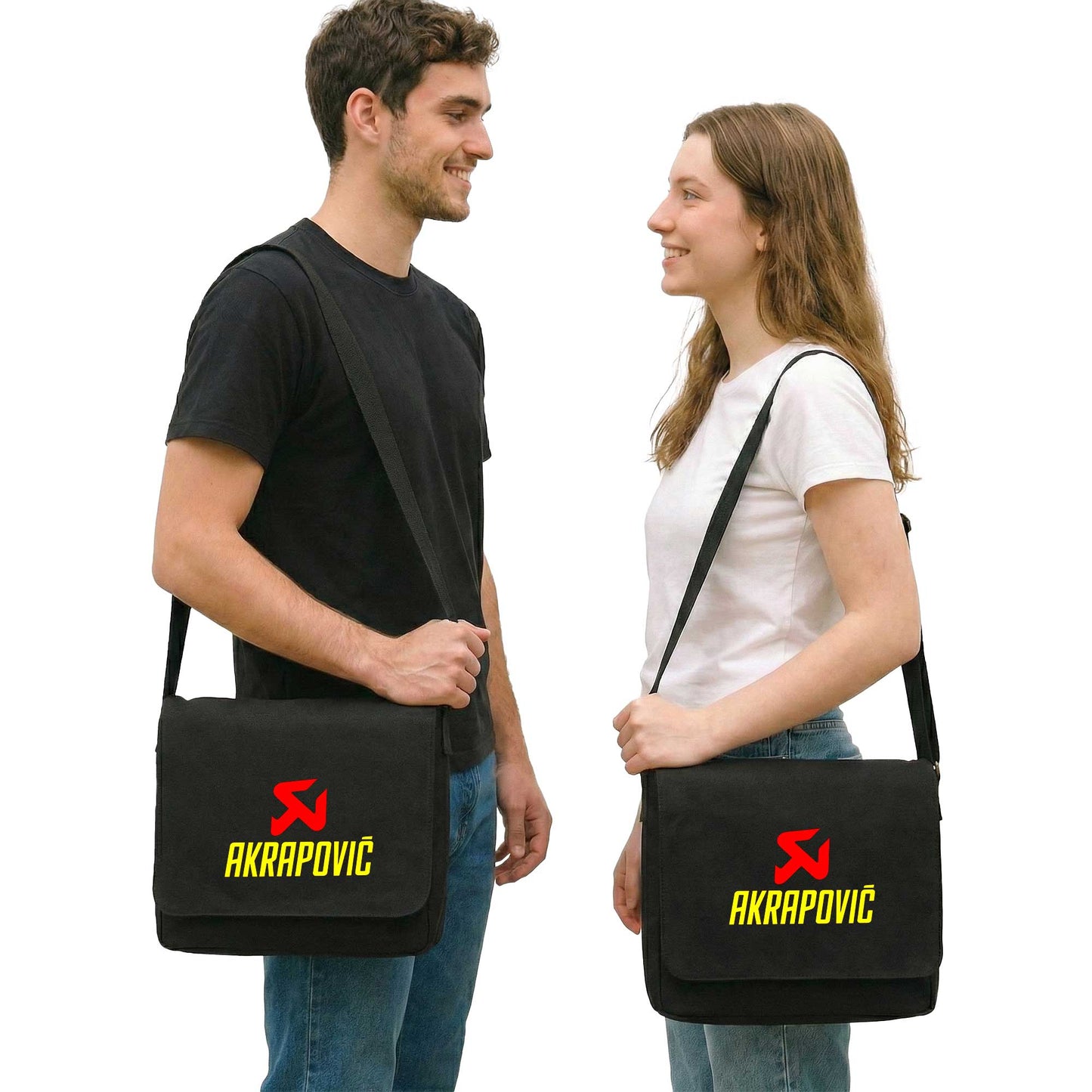 Akrapovic Sevgili Çift Postacı Çantası Kanvas