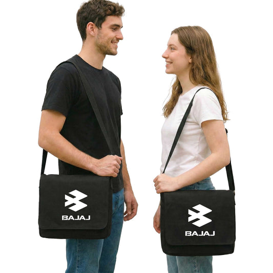 Bajaj White Logo Sevgili Çift Postacı Çantası Kanvas