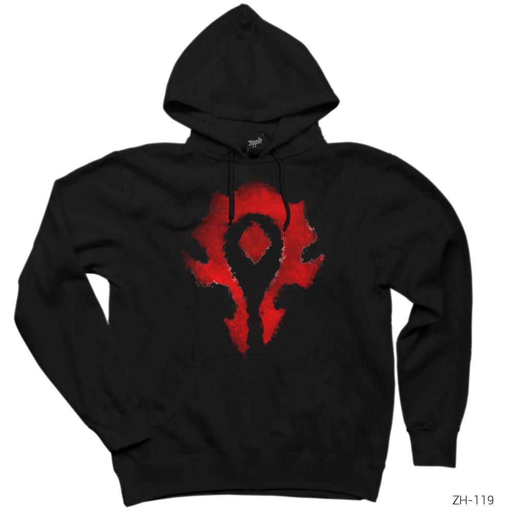 World Warcraft Logo Siyah Kapşonlu Sweatshirt Hoodie