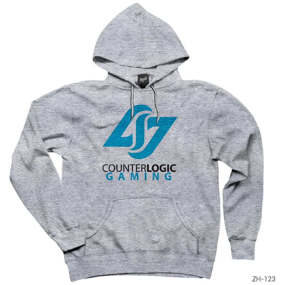 CSGO Counter Logic Team Gri Kapşonlu Sweatshirt Hoodie