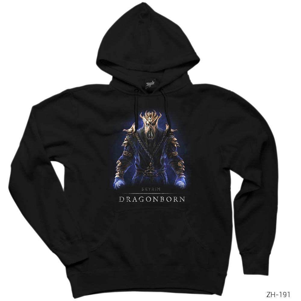 Skyrim Dragonborn Siyah Kapşonlu Sweatshirt Hoodie