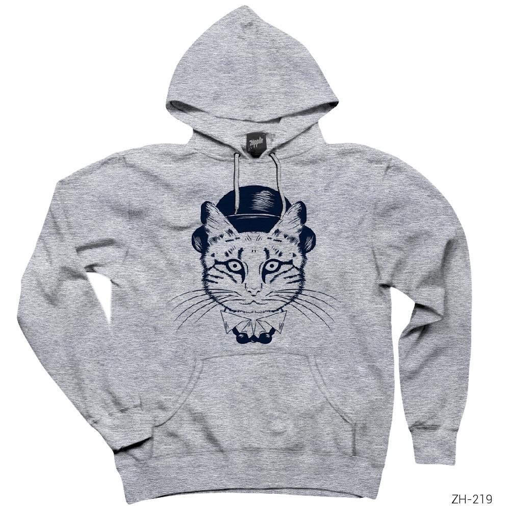 Şirin Kedi Gri Kapşonlu Sweatshirt Hoodie