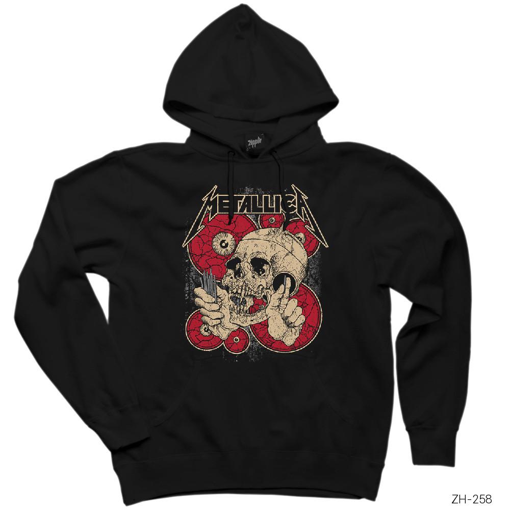 Metallica Skull Battery Siyah Kapşonlu Sweatshirt Hoodie