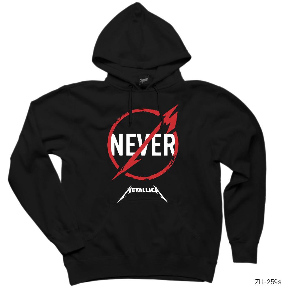 Metallica Never Siyah Kapşonlu Sweatshirt Hoodie