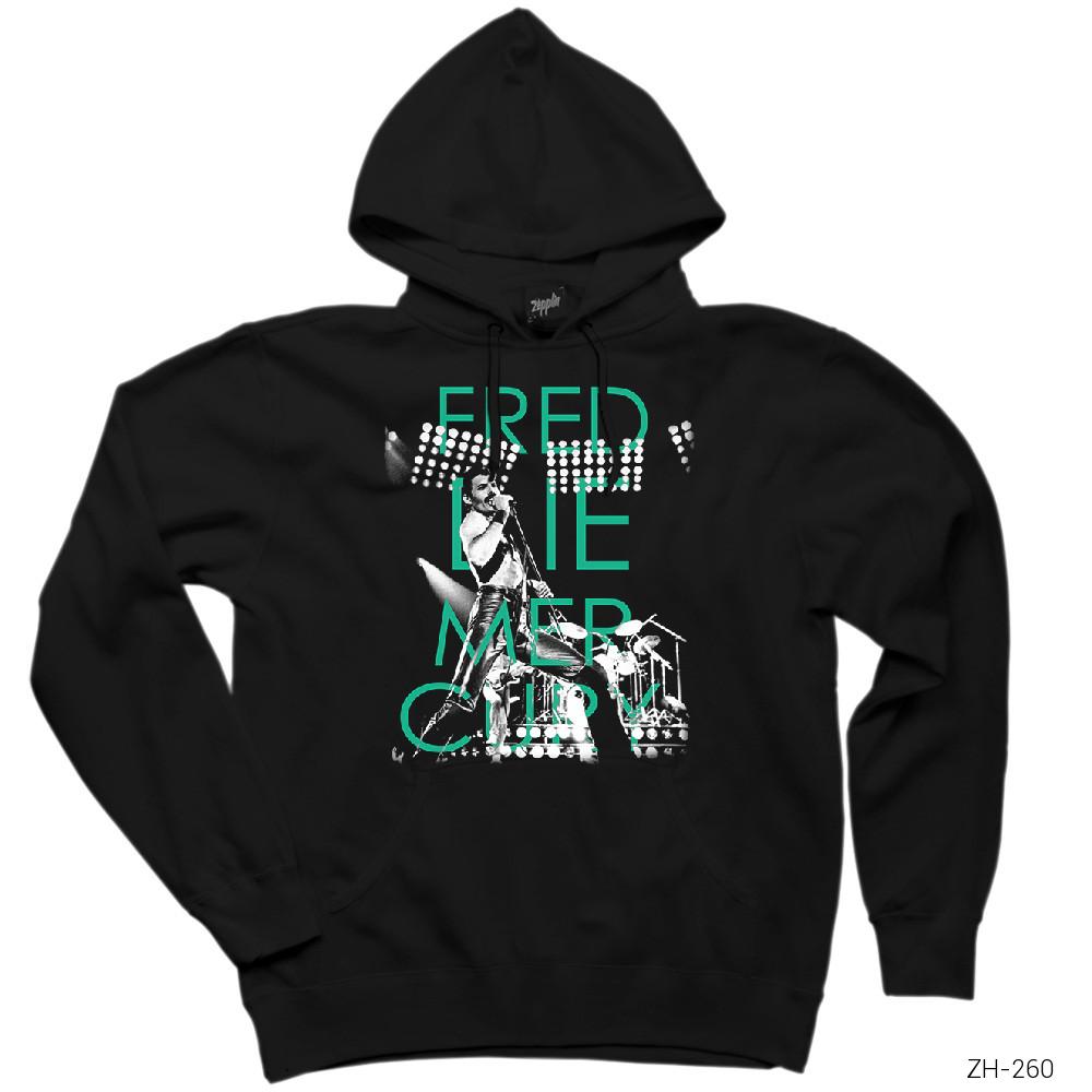 Freddie Mercury Siyah Kapşonlu Sweatshirt Hoodie