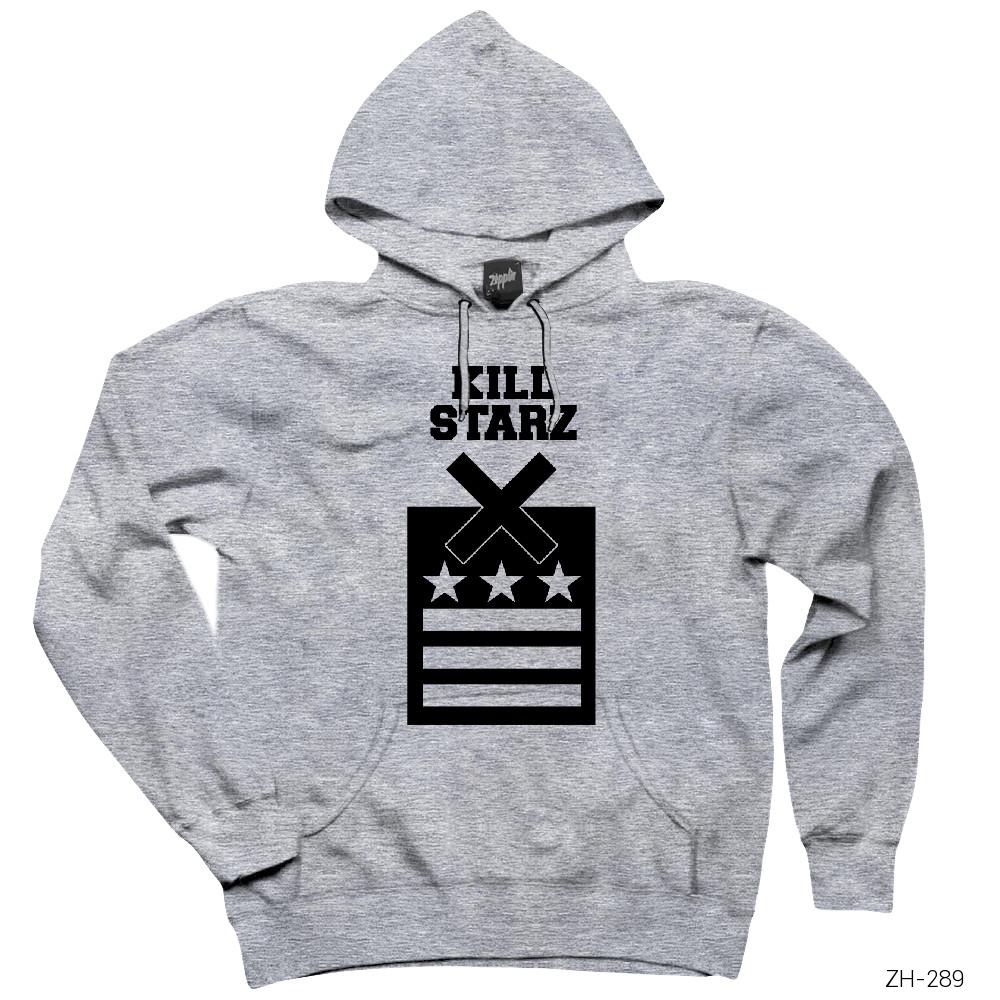 Kill Starz Gri Kapşonlu Sweatshirt Hoodie