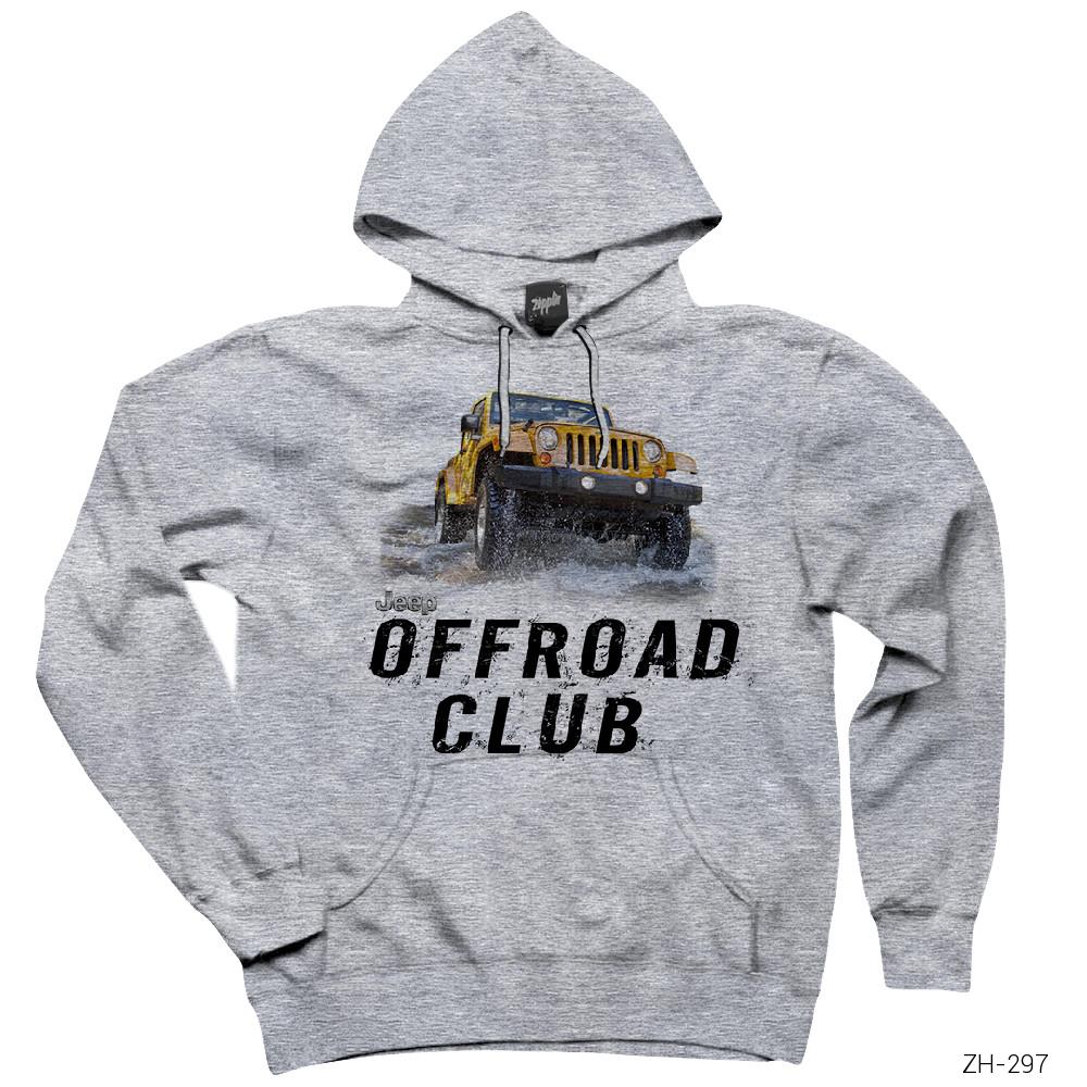 Jeep Offroad Gri Kapşonlu Sweatshirt Hoodie