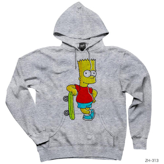 Bart Simpson Gri Kapşonlu Sweatshirt Hoodie