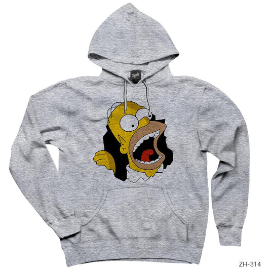 Homer Simpson Gri Kapşonlu Sweatshirt Hoodie