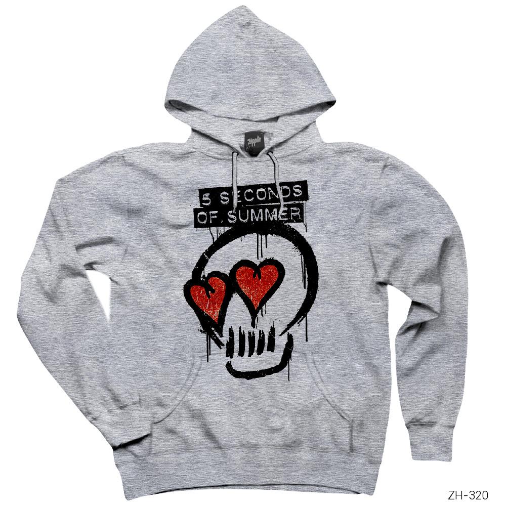 5 Seconds of Summer SOS 2 Gri Kapşonlu Sweatshirt Hoodie