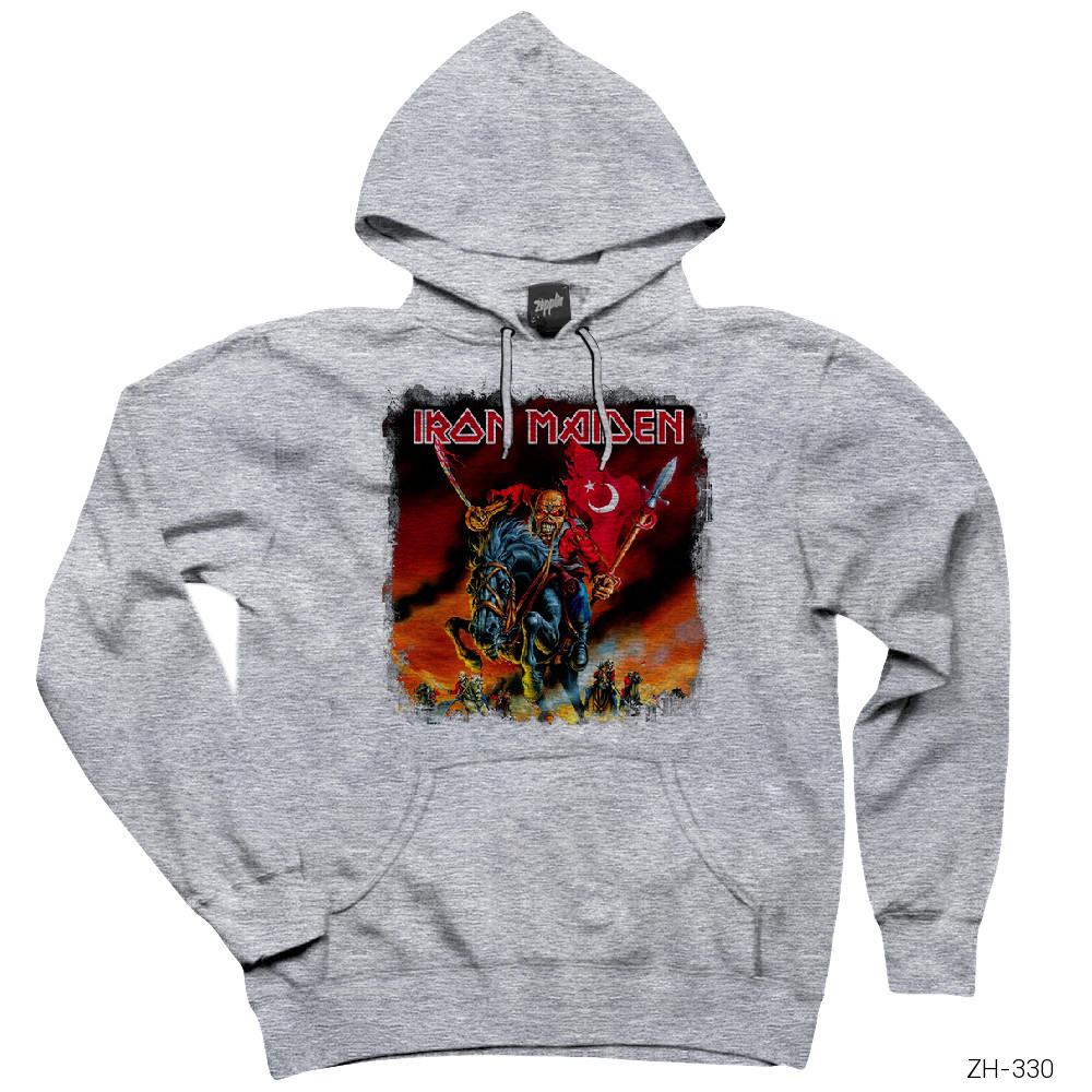 Iron Maiden Turk Gri Kapşonlu Sweatshirt Hoodie