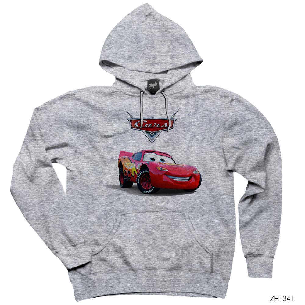 Şimşek McQueen Gri Kapşonlu Sweatshirt Hoodie