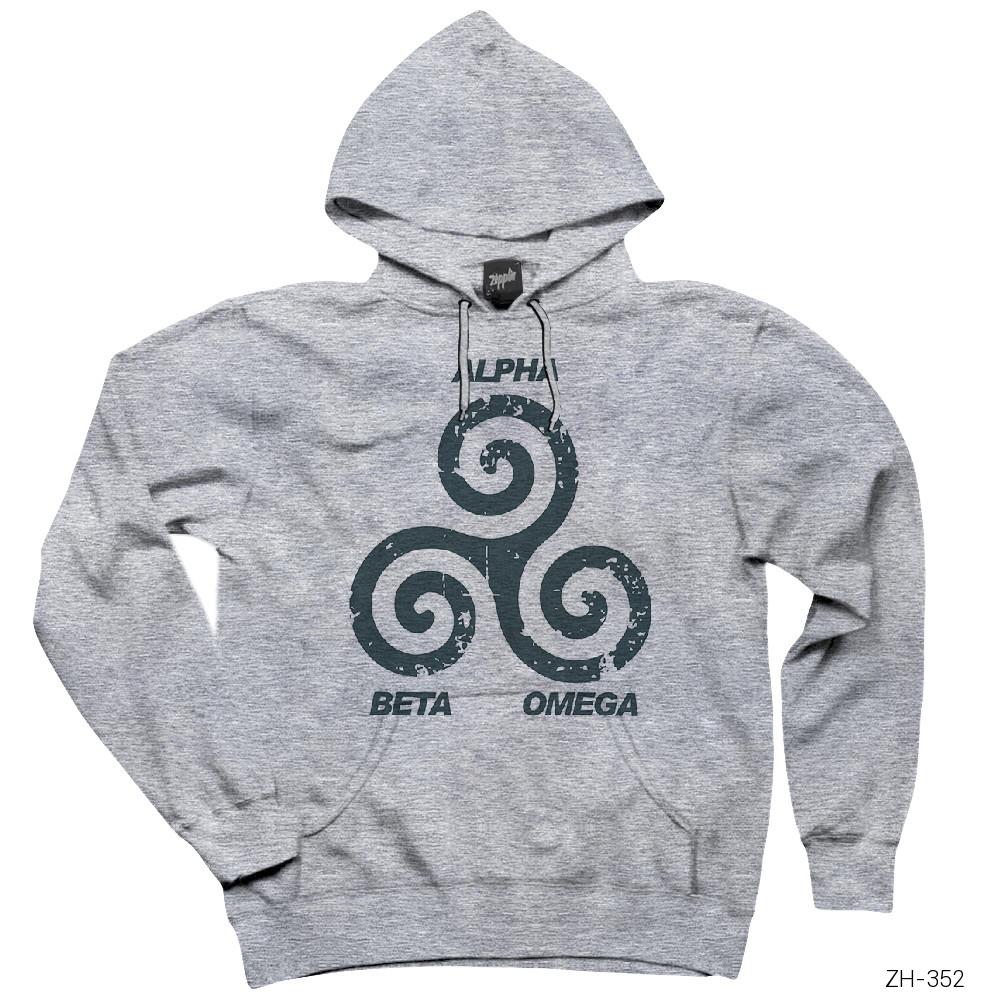 Teen Wolf Alpha Beta Omega Gri Kapşonlu Sweatshirt Hoodie