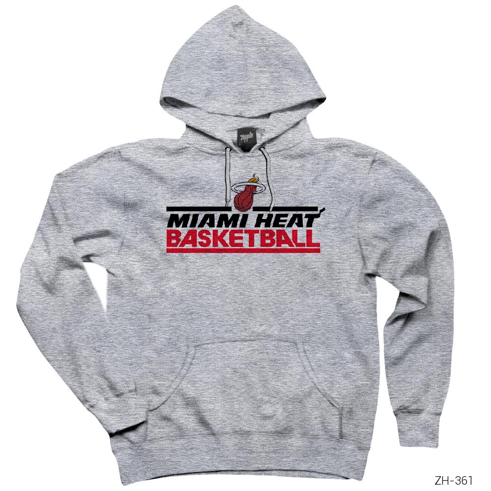 Miami Heat Gri Kapşonlu Sweatshirt Hoodie