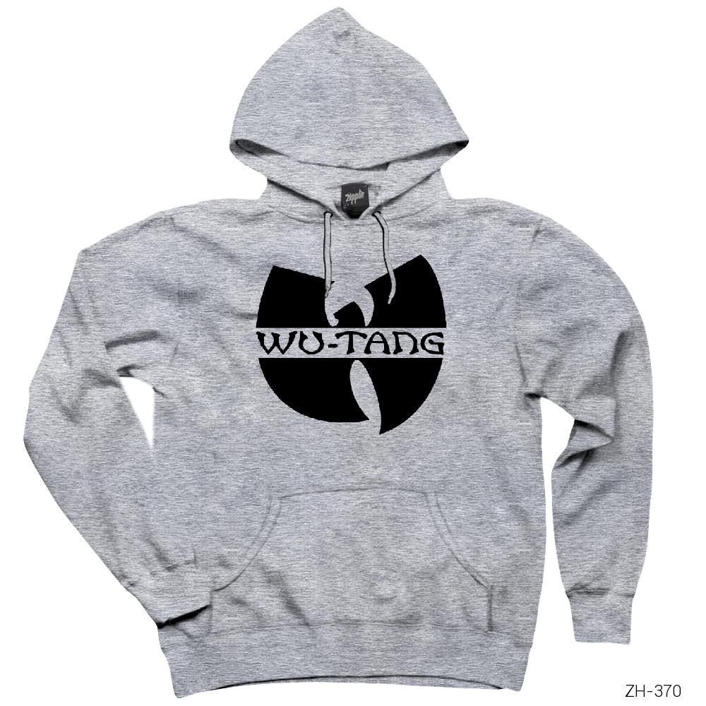 Wu Tang Logo Gri Kapşonlu Sweatshirt Hoodie