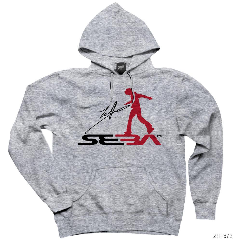 SEBA Logo Gri Kapşonlu Sweatshirt Hoodie