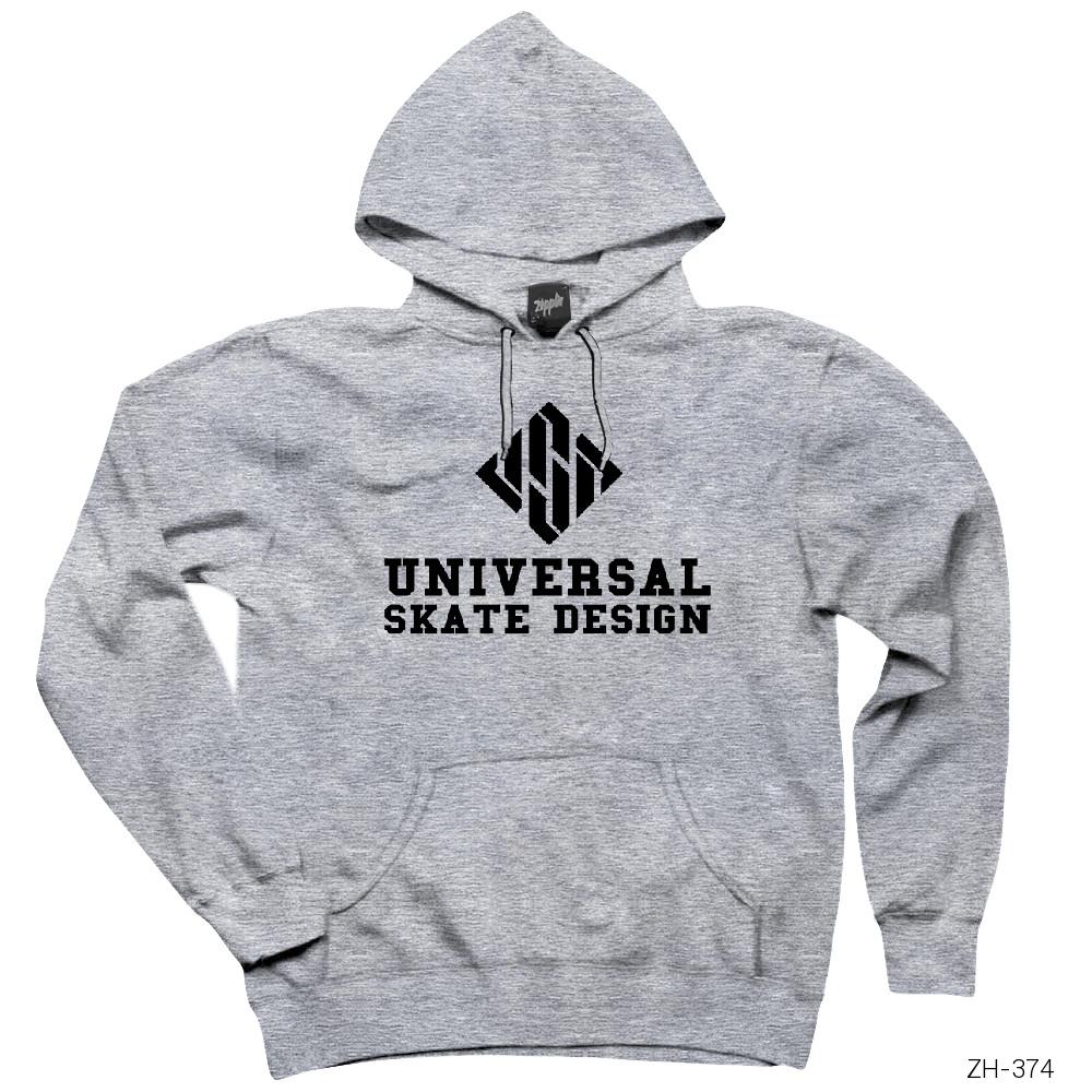 USD Skate Logo Gri Kapşonlu Sweatshirt Hoodie