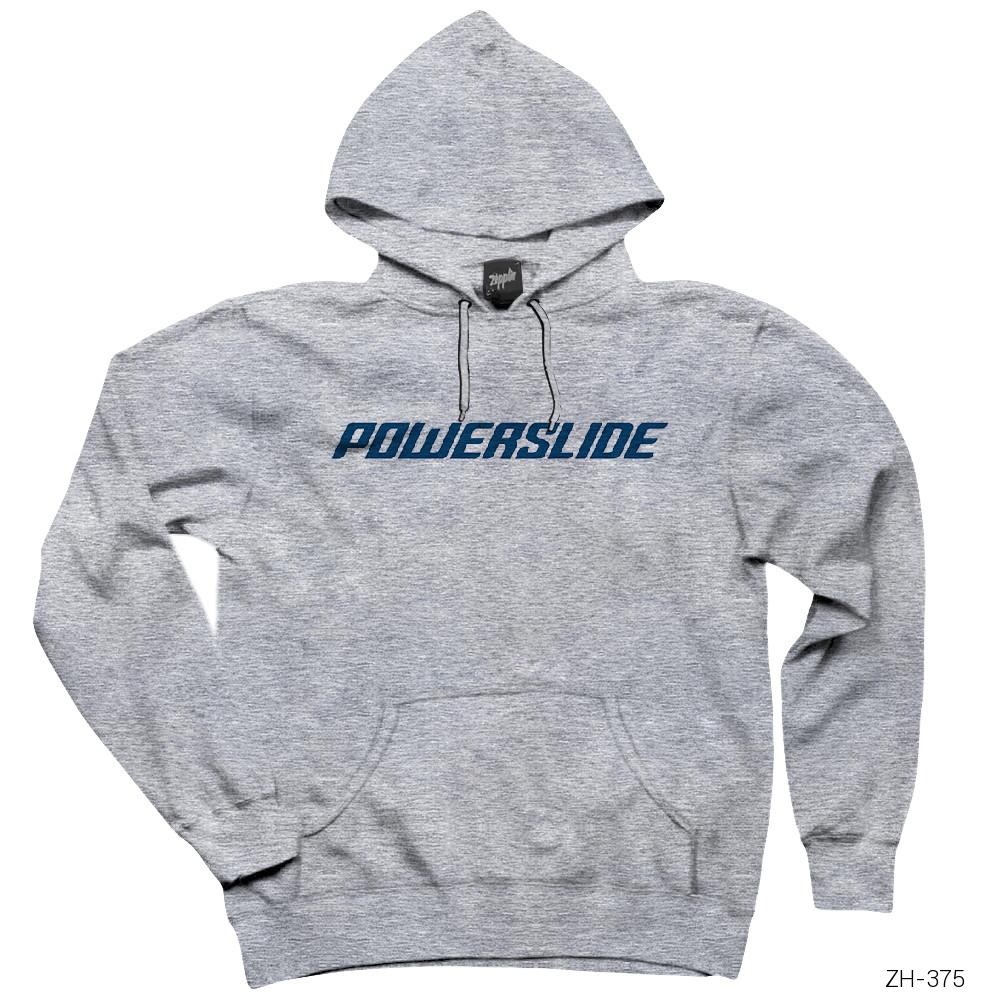 Powerslide Logo Gri Kapşonlu Sweatshirt Hoodie