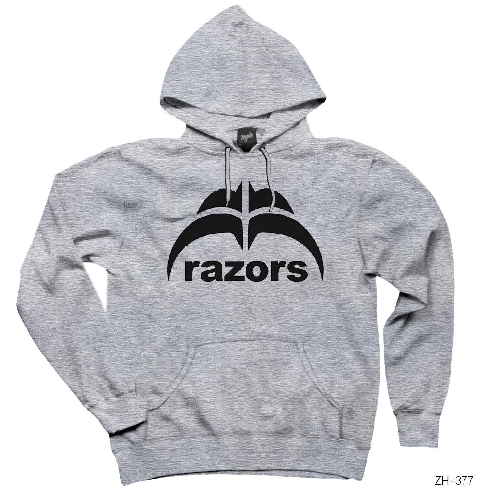 Razors Skate Logo Gri Kapşonlu Sweatshirt Hoodie