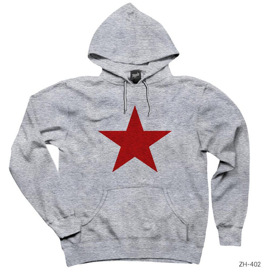 Kızıl Yıldız Gri Kapşonlu Sweatshirt Hoodie