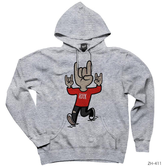 Rock n Roll My Life Gri Kapşonlu Sweatshirt Hoodie
