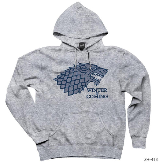 Game Of Thrones Blue Winter is Coming Gri Kapşonlu Sweatshirt Hoodie
