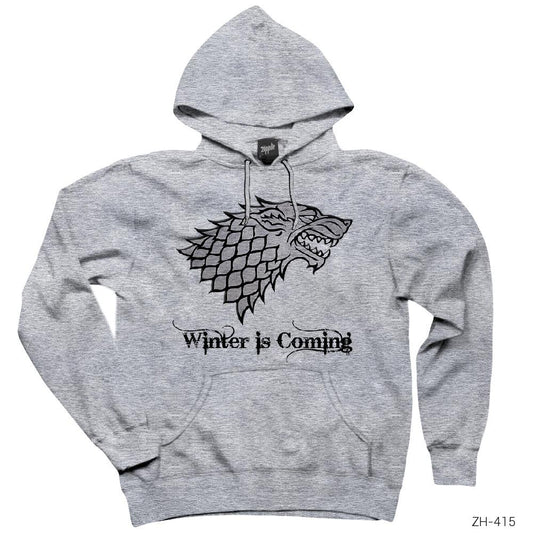 Game of Thrones Winter is Coming Silver Gri Kapşonlu Sweatshirt Hoodie