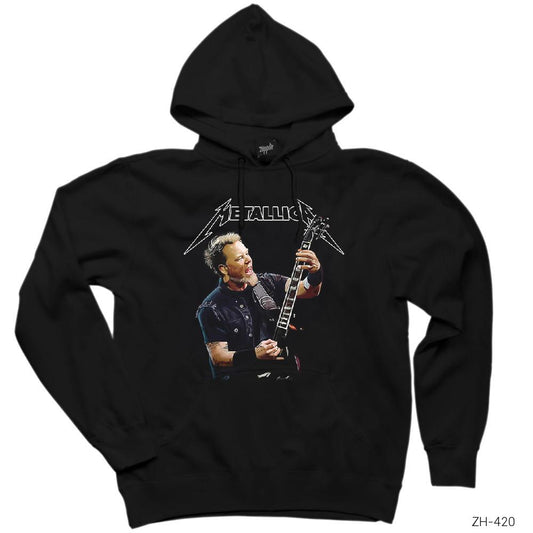 Metallica James Hetfield Guitar Siyah Kapşonlu Sweatshirt Hoodie