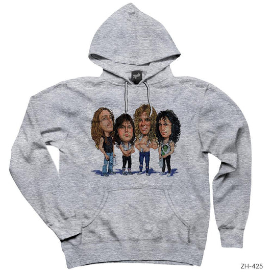 Metallica Cartoon Gri Kapşonlu Sweatshirt Hoodie